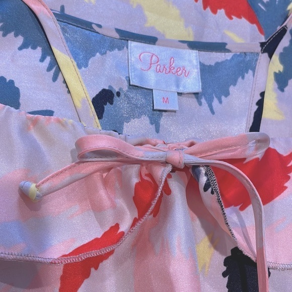 Parker Multicolor Pullover Razorback Blouson Cocktail Mini Dress - Size Med - Picture 8 of 13
